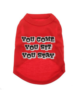 You Come, You Sit, You Stay Dog T-Shirt - Red
